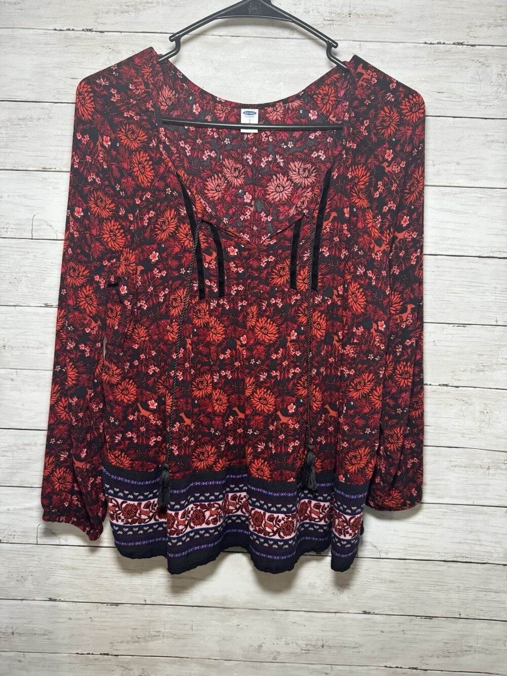 Old Navy Women's Blouse Shirt Size S Small Petite, Long Sleeve Casual Floral Top